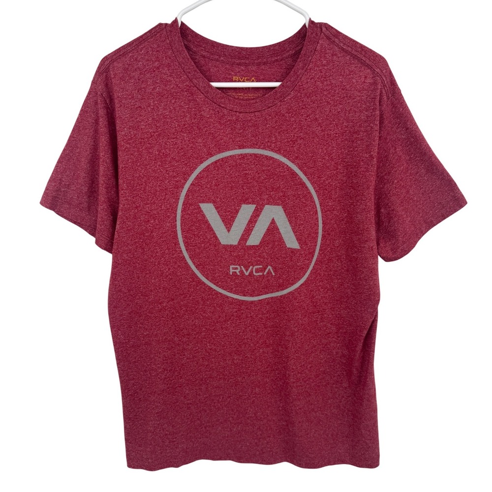 RVCA VA Mens Large Red Heathered Graphic Short Sleeve T-Shirt Crewneck Logo